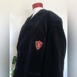 Playboy Mansion black velvet blazer with bunny logo, playboy club jacket XXL